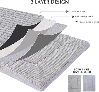 BVAGSS Dog Bed Mat,Reversible Crate Pad, Memory Foam Beds, Soft Warm Pet Cushion for Small Medium Dogs, Washable Pet Sleeping Mattress Kennel Bed Pad XH079 (36''x23''x1.6'',Grey)
