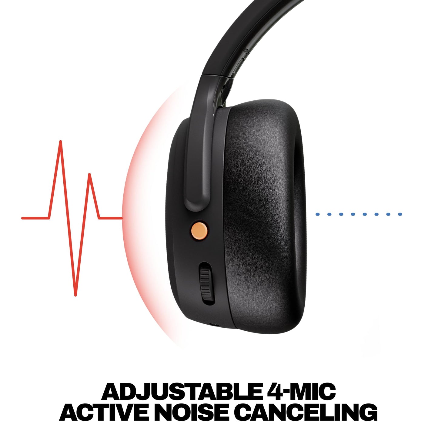 Skullcandy Crusher ANC 2 Wireless Over-Ear Bluetooth Headphones with Multi-Sensory Bass, Active Noise Cancelling, Up to 60 Hours Battery, Microphone for iPhone Android - True Black