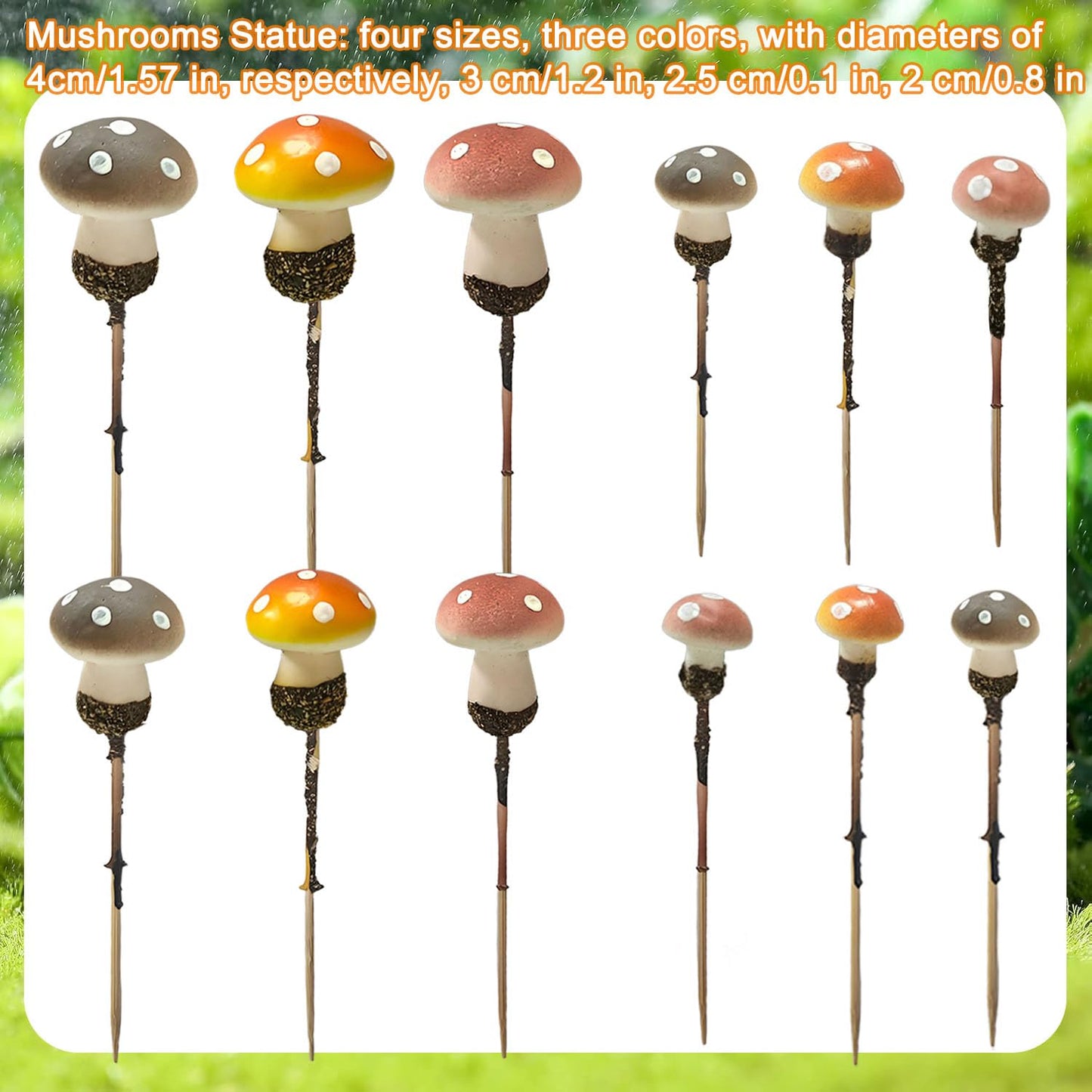 QuarenDen 37 Pcs Fairy Wild Garden Supplies, Miniature Mushrooms Statues with Fake Moss for Fairy Outdoor Garden Micro Landscape Terrarium Plant Pots Bonsai Decor