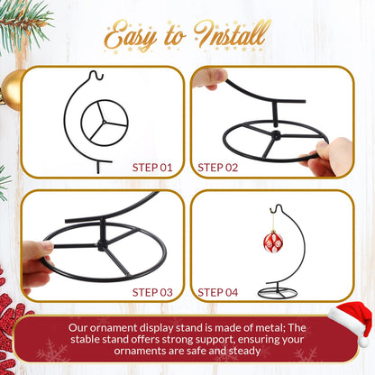 Baderke 4 Pack Ornament Display Stand, 10.43" Height Ornament Hanger, Air Plant Holder Terrariums Hanging Stand Crystal Witch Ball Hanging Hook for Christmas Wedding Home Office Decoration (Black)