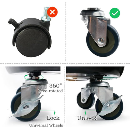 Kaoolaa Plant Caddy with Wheels 12 Inch 2 Pack, Heavy Duty Metal Plant Stand & Dolly with Lockable Casters, Holds 160 lbs for Indoor Outdoor Large Flower Pots, Black