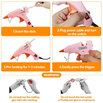 Mini Hot Glue Gun Kit 8 Pieces Hot Melt Gun Crafts for Kids School Craft Project DIY Arts and Home Quick Repairs (20 Watts,Multicolor)