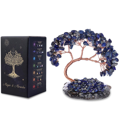 Magic and Miracles 7 Chakra Crystal Tree of Life Crystals and Healing Stones Gemstone Bonsai Trees for Home & Office Décor Feng Shui Money Tree House Warming Gifts, Good Luck & Spiritual for Women