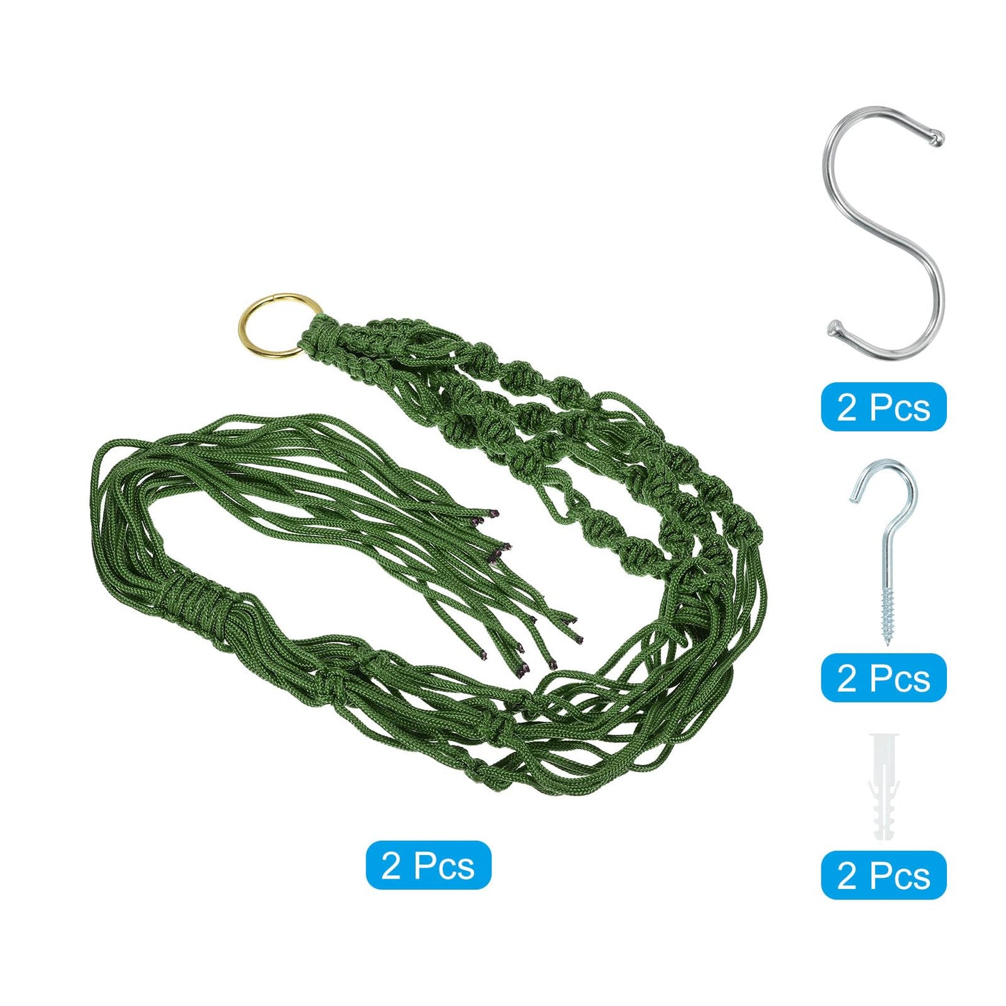 PATIKIL Macrame Hanging Planter, 2 Pack 39 Inch Handmade Hanging Plant Holders Flower Pot Hanger Flower Pot Hanger for Indoor Outdoor Decor, Dark Green