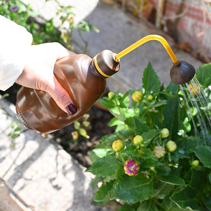 Watering Can for Seedlings, Tiny Watering Bottle for Small Desk Plants Andsucculent Plants 0.45L (Brown)