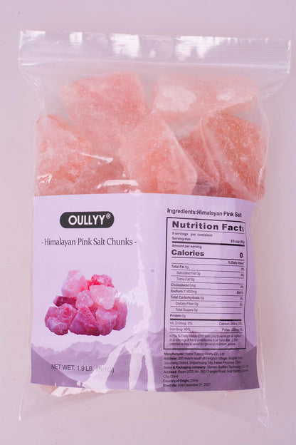 Himalayan Pink Salt Chunks 100% Natural Solid Mineral Rock Salt Chunks 1.2 to 2 Inches |1.9 Lbs Bag of Chunks