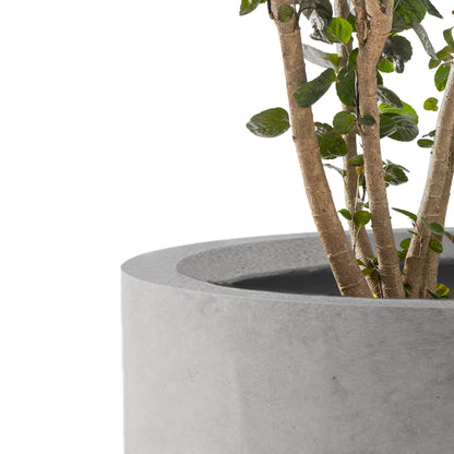 Kante 12.6" Dia Round Concrete Planter, Modern Style Large Cylindrical Plant Pot with Drainage Hole and Rubber Plug for Indoor Outdoor Patio, Natural Concrete