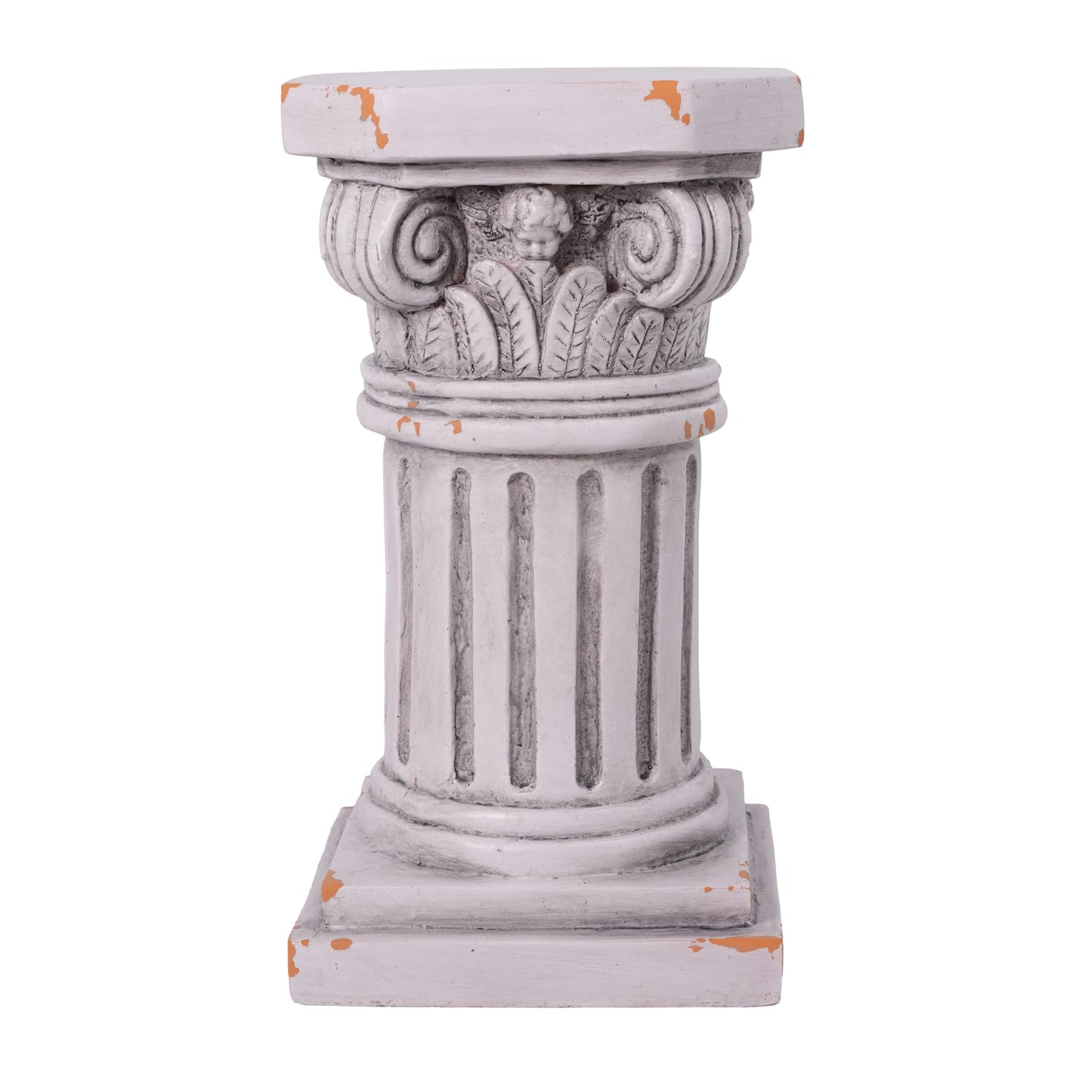 Christopher Knight Home 18.50"H Ionic Pedestal Plant Stand MGO Decorative Side Table Indoor Outdoor Entryway Garden Living Room Patio Sculpture Base, Antique White