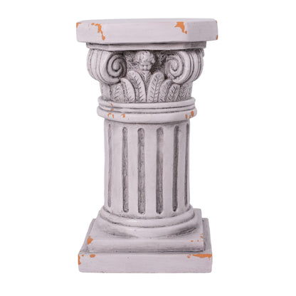 Christopher Knight Home 18.50"H Ionic Pedestal Plant Stand MGO Decorative Side Table Indoor Outdoor Entryway Garden Living Room Patio Sculpture Base, Antique White