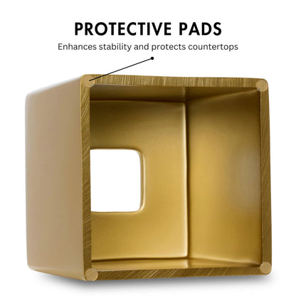 Yew Design Gold Square Tissue Box Cover, Decorative Tissue Box Dispenser for Bathroom, Parlors, Office, Bedroom Dresser, Vanity Countertop, Nightstand, Car, and Desk