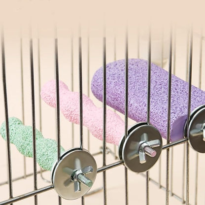 Parrot Perch Stand, Bird Beak Grinding Stone, Anti-Slip Parakeet Nail Trimming Stick Resin Beak Grinder Stone Perches Washable Claw Trimmer Stand for Parrot Cage Accessories (Green, Large)