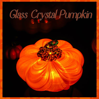 H&D HYALINE & DORA Halloween Glass Pumpkin Collectible Figurine, Blown Glass Pumpkin Fall Decorations for Home Fall Harvest Thanksgiving, Orange Crystal Art Pumpkin Paperweight