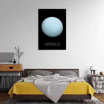 Solar System Planets Canvas Wall Art - Uranus Planet Space Poster for Kids Room Bedroom Classroom, STEM Educational Astronomy Decor, Science Gift for Boys Girls, 16x24 Inch Framed
