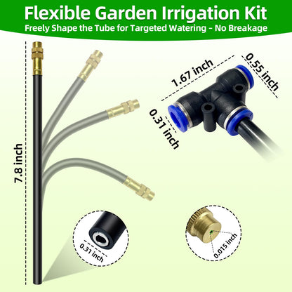 100 Ft Drip Irrigation System for Garden - Drip Irrigation Kit with 32 360°Adjustable Copper Nozzles Hose, Automatic Atomizing Plant Watering Sprinkler System for Yard, Lawn, Greenhouse, Potted