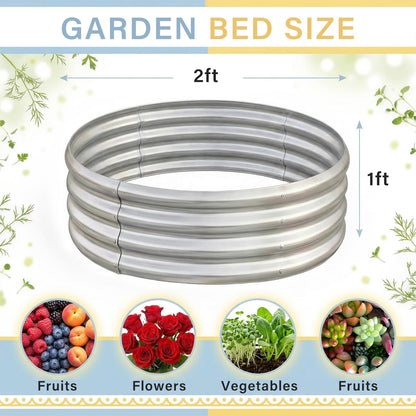 Land Guard 2 Pack 2×2×1ft Galvanized Raised Garden Bed, Planter Raised Garden Beds Outdoor, Round Clearance Raised Garden Beds for Gardening Vegetables……