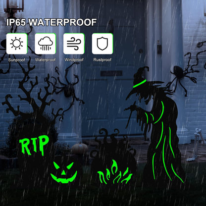 3 Pack Halloween Yard Signs Outdoor Decorations - Glow in the Dark Scary Witch Tombstone Cauldron Metal Stakes, Waterproof Fluorescent Lawn Garden Halloween Decor for Graveyard Party (Witch Tombstone Cauldron, 3 Pack)