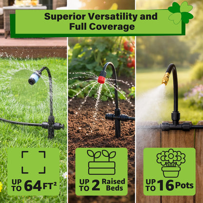 MIXC 2026-Upgrade 360° Adjustable Drip Irrigation System Kit, 200FT Bendable Watering Misting System with 3 Spray Nozzle Types, 1/2"(50FT) & 1/4"(150FT) Tubing for Garden Raised Bed Lawn & Greenhouse