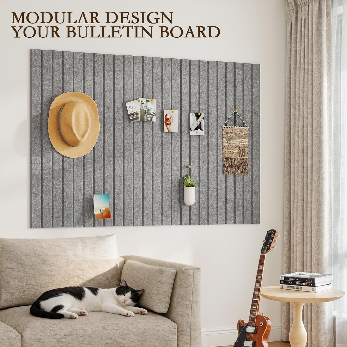 JBER Large Felt Bulletin Board 36" x 24" - 6 Pack Felt Wall Tiles, Cork Board Alternative to Use in Office & Home Decor, Classroom Decor, Vision Board to Display Your Photos(Light Gray)