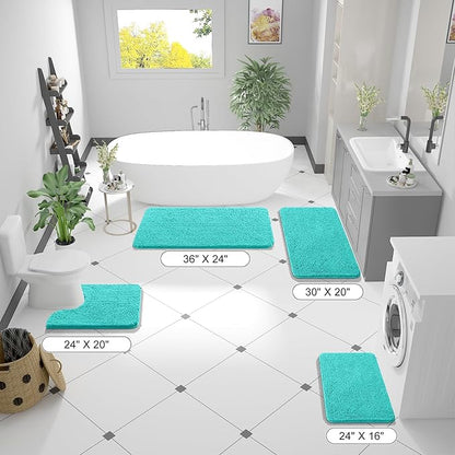OLANLY Bathroom Runner Rugs 47x24, Extra Soft Absorbent Chenille Bath Rugs, Rubber Backing Quick Dry, Machine Washable Long Bath Mats for Bathroom Floor, Tub and Shower, Home Decor Accessories, Teal