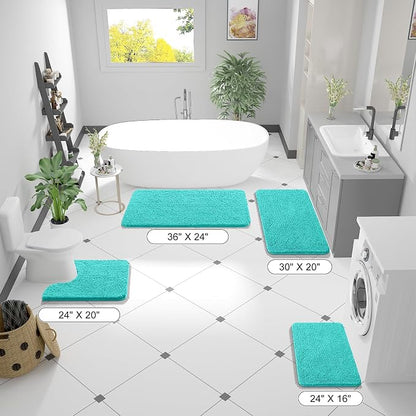 OLANLY Bathroom Runner Rugs 59x24, Extra Soft Absorbent Chenille Bath Rugs, Rubber Backing Quick Dry, Machine Washable Long Bath Mats for Bathroom Floor, Tub and Shower, Home Decor Accessories, Teal