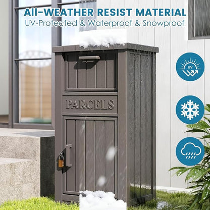 Package Delivery Box for Outside, Gray(60 Gallon no Sign)