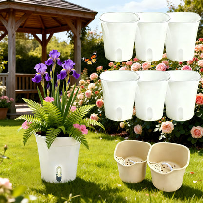 8 Pack 4" Mini Self Watering Pots for Indoor Plants, Small Clear Plastic Planters, Plant Watering Cups with Level Indicator Vents & Drainage Holes, Wick, for Seedlings, Cuttings, Herbs (8, 4 Inch)
