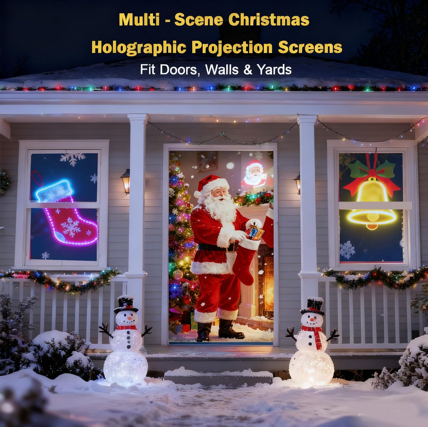 5ft x 9ft Holographic Rear Projection Screen for Christmas, Window Projector Screen Portable Foldable with Mounting Kit, Double Sided Hologram Illusion Video Projector Screen for Indoor Outdoor Use