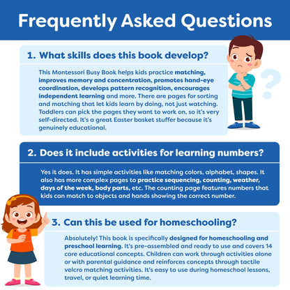 Montessori Preschool Busy Book for Toddlers Ages 3 and Up - Preassembled - Preschool Learning Activities Montessori Educational Toys - Gifts for 3 Year Old Boys, Toddler Learning Toys Activities
