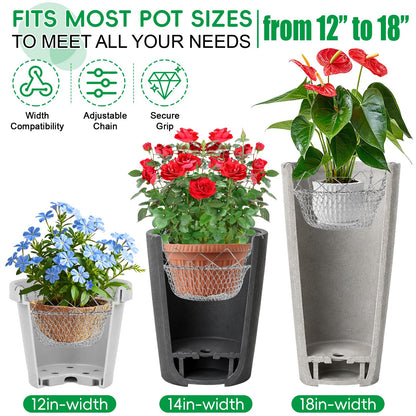 Axcoix 2 Pack Adjustable Height Plant Risers for Inside Pots, Rustproof Stainless Steel Planter Inserts for Large Tall Pots Opening 12-18 Inches Wide, Planter Lift Insert for Indoor Outdoor Planters