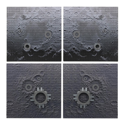 Feleph Space Moon Baseplate 10x10 inches Classic Building Blocks Base Plate Gray Compatible with Major Brands - 4PCS