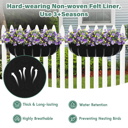 Riare 6 Pack 36 Inch Black Felt Window Box Liners- Fabric Trough Planter Basket Liners Replacement, Non-Woven Hanging Plant Liner for Wall Hanging Basket, Garden Fence Railing (Avoid Bird Nesting)