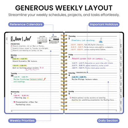 Planner 2026–2027, Weekly & Monthly Academic Organizer for School Year, Jul 2026–Jun 2027, Hardcover Planner with Tabs, Back to School Essential, 6.3" x 8.5", Quiet Meadow
