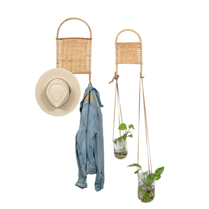 Bloomingville Woven Rattan Wall Hooks, Set of 2