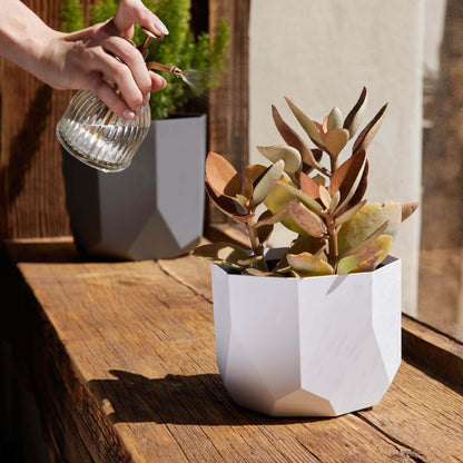 Bloem Tuxton 6" Modern Plastic Planter - Geometric Indoor/Outdoor 0.5 Gal Capacity Pot, White