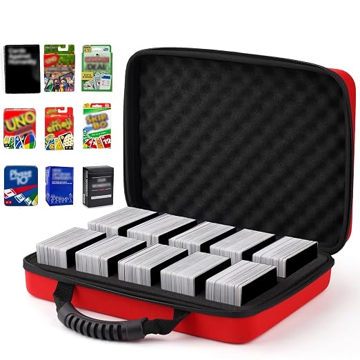 1200-2200 Card Game Case for Cards Against Humanity Game,Playing Trading Travel Card Storage Holder for Pokemon Cards, Sports Card and Baseball Cards,Fit All Other Card Games Expansions (Red)