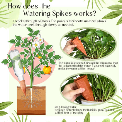 Baderke 8 Pack Plant Self Watering Spikes with 8 Pack 500 ml Plastic Wine Bottles, Automatic Terracotta Self Watering Devices for Garden Indoor Outdoor Plant