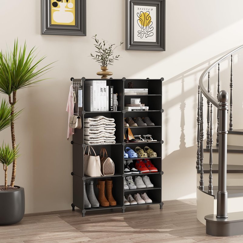 AWTATOS Closet Organizer, 8 Cube Closet Organizers and Storage, Closet Storage Shelves, Clothes Storage Organizers for Closet Bedroom Living Room Office Black
