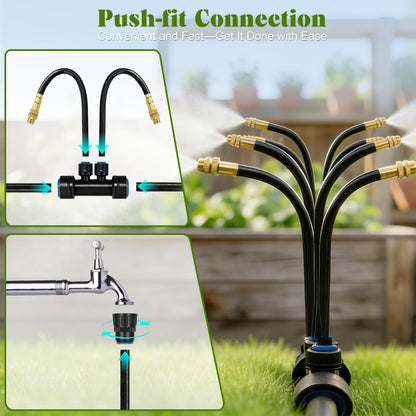 Drip Irrigation System for Garden, Automatic Watering System with Adjustable 360° Copper Spray Nozzles, DIY Drip Irrigation Kit for Yard, Lawn, Greenhouse, Raised Beds & Potted Plants (30FT)