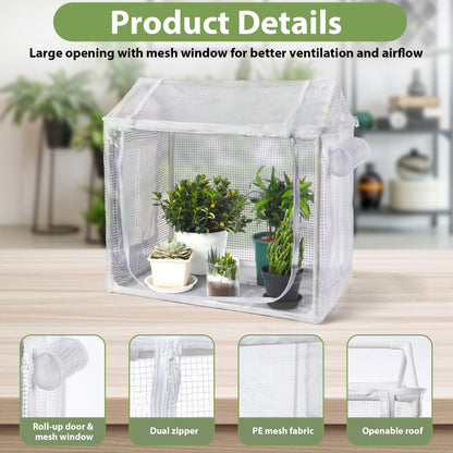 Mini Greenhouse for Indoor Plants, Fully Enclosed Mini Indoor Greenhouse with Top Opening, Waterproof Small Indoor Greenhouse for Nursery & Germination