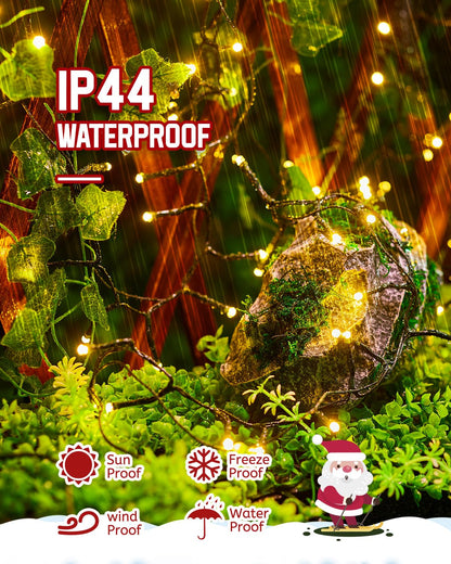 Minetom Christmas Cluster Lights, 10Ft 120 LED, Waterproof Twinkle, 4 Pack, Warm White