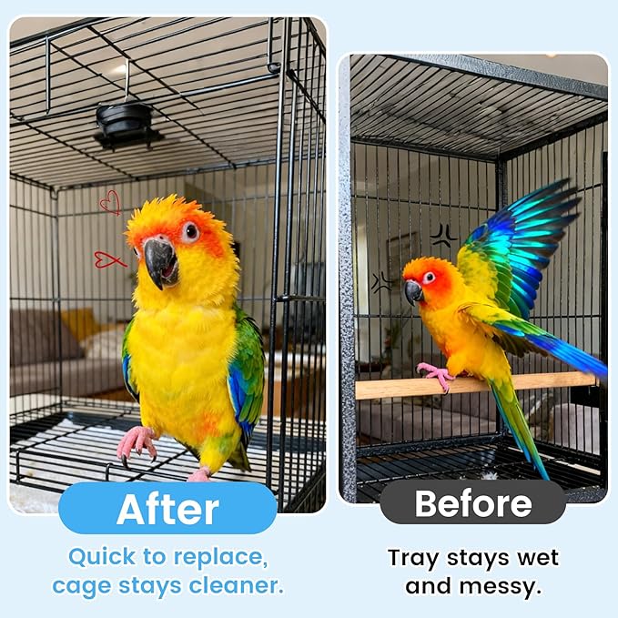 23.6x16.9in Bird Cage Liners - 200 Sheets Pre-cut Disposable Cage Tray Liners, High Absorbent Non-Woven Pads for Parrots, Cockatiels and Small Animals