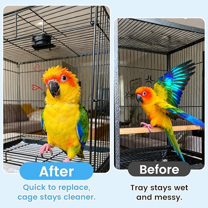 23.6x16.9in Bird Cage Liners - 200 Sheets Pre-cut Disposable Cage Tray Liners, High Absorbent Non-Woven Pads for Parrots, Cockatiels and Small Animals