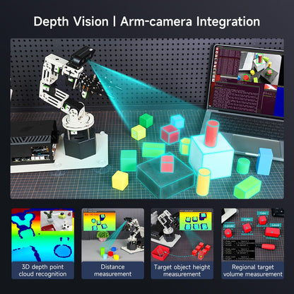Yahboom 6DOF Programming Robotic Arm Kit 3D Adaptive Gripping, Embodied Intelligence Large AI Model for Mechanical Engineers Python (Standard-Nano 4GB)