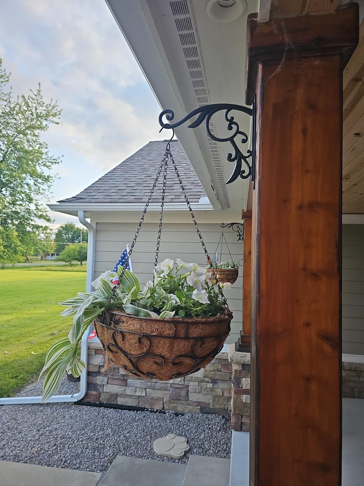CLYB Hanging Planter Brackets Farmhouse-Inspired Fancy Metal Outdoor Brackets,Outdoor Hanging Brackets Wall Hook Heavy Duty Planter Brackets,Black Iron Indoor/Outdoor Planter Hanger Hook (10 Inch)
