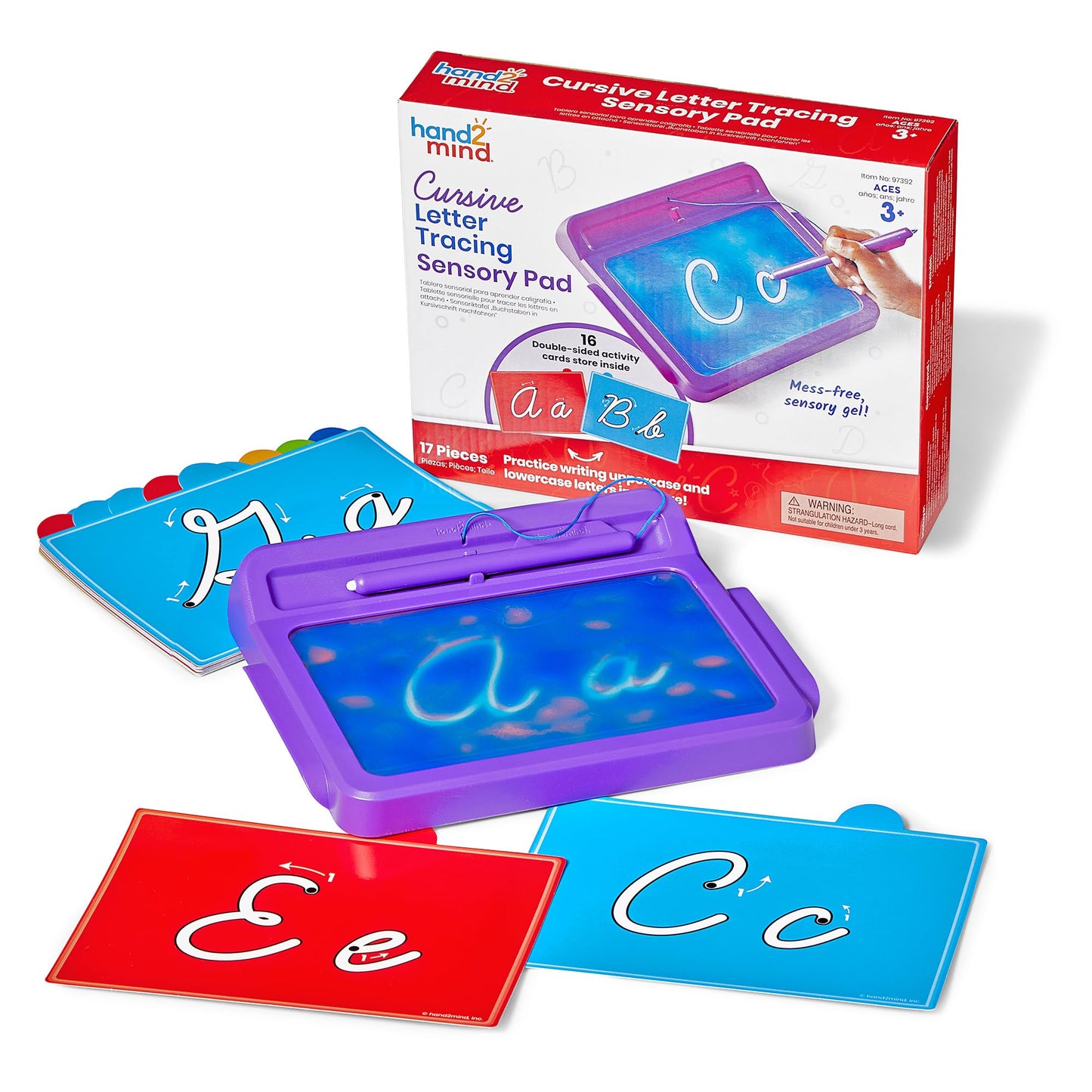 hand2mind Cursive Letter Tracing Sensory Pad, Reusable Handwriting Practice for Kids, Cursive Alphabet Learning Toys, Tracing Board, Fine Motor Activities, Writing Center for Classroom