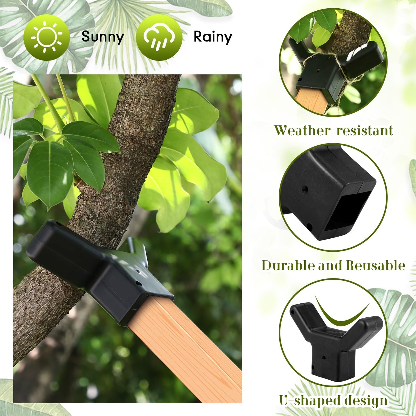 Yungyan 16 Pcs Tree Support, Plastic Fruit Branch Support Device Tree Brace Prevent Them from Breaking for Vineyards Ornamental Gardens Orchards Fits on Standard 1.57 x 1.57 Inch Lumber (Black)
