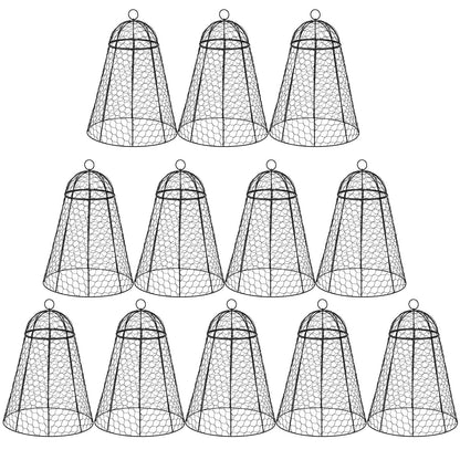 12 Pack Garden Chicken Wire Cloche, 12" W x 15.7" H Plant Protectors and Covers, Wire Garden Cloches from Animals, Metal Cage Plant Protection, Strong and Not Easy to Deform, No Assembly Required