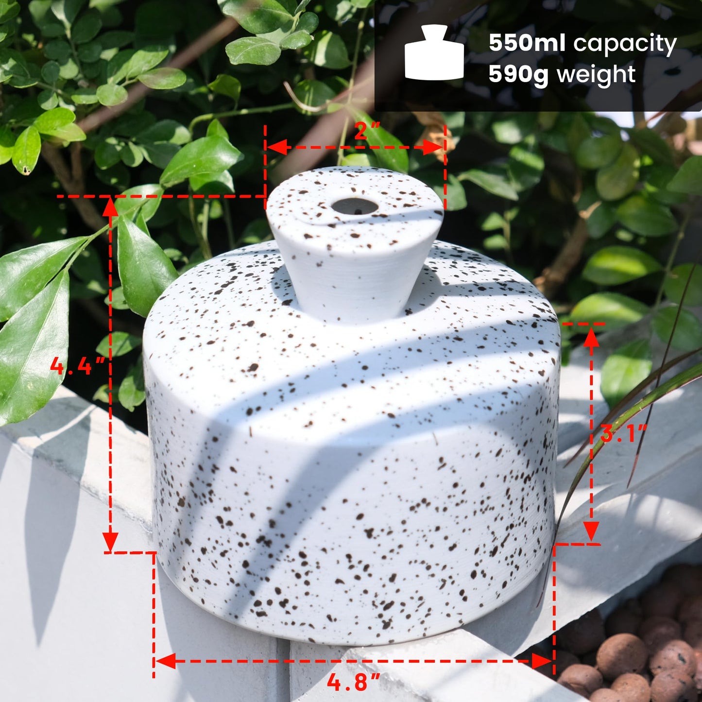 Manykettle Ceramic Watering Bell, Decorative Watering Can for Plants, Stylish Indoor and Outdoor Watering Pot, Perfect for Home Garden and Office Décor(Starry White 19 fl oz)