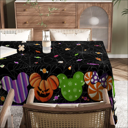 Waterproof Halloween Tablecloth - Rectangle Cartoon Mouse Table Cover for Home Party Decor