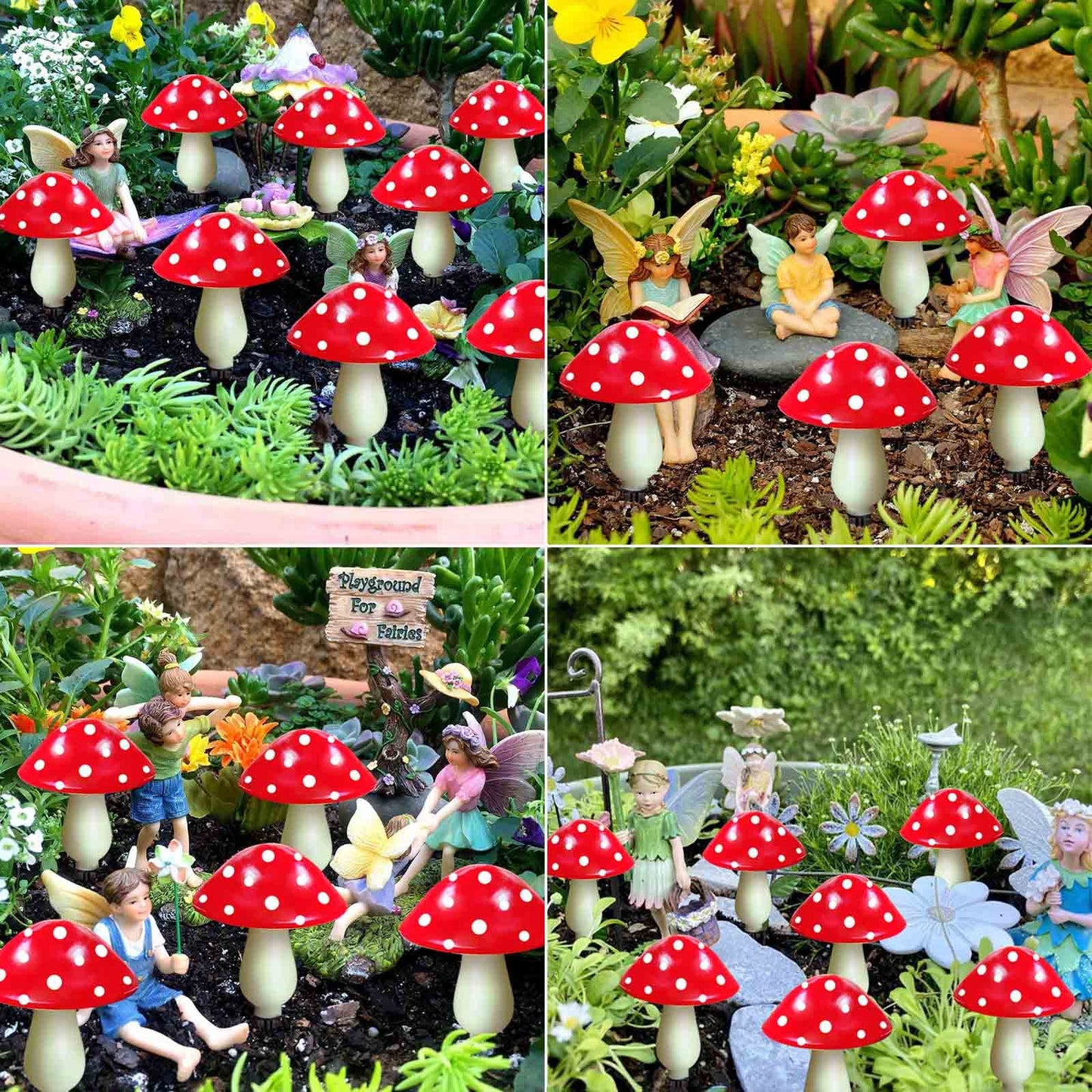 Windpnn 8-Pack Red Solar Mushroom Lamp, 8 Modes, Outdoor Waterproof, for Garden Decor, Christmas, Halloween, Yard, Lawn